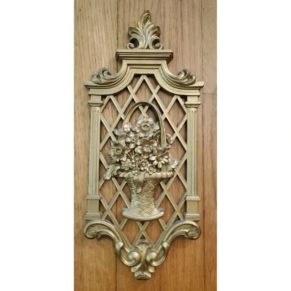 Set of 3 Vintage DART INDUSTRIES Gold Wall Hanging Plaques Floral Decor